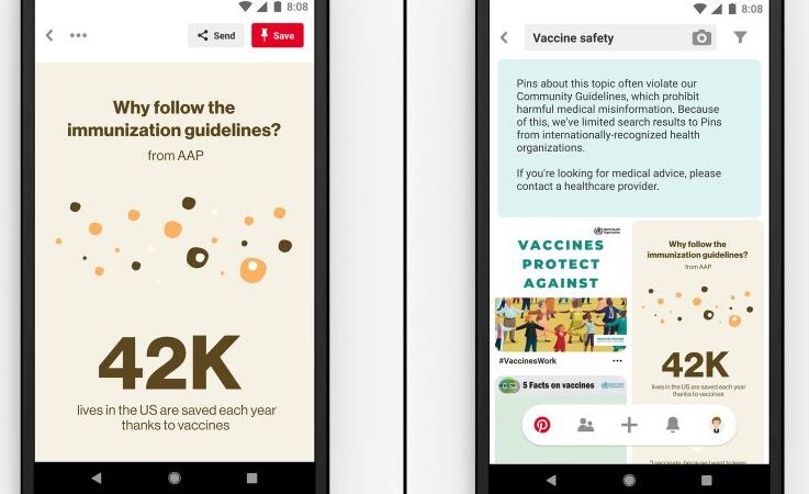 Pinterest vaccine safety measles search results