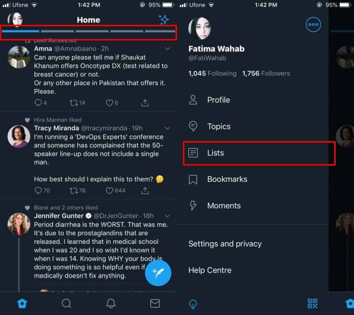 Twitter lists alternative timeline swipe feeds pinned follow people feature update