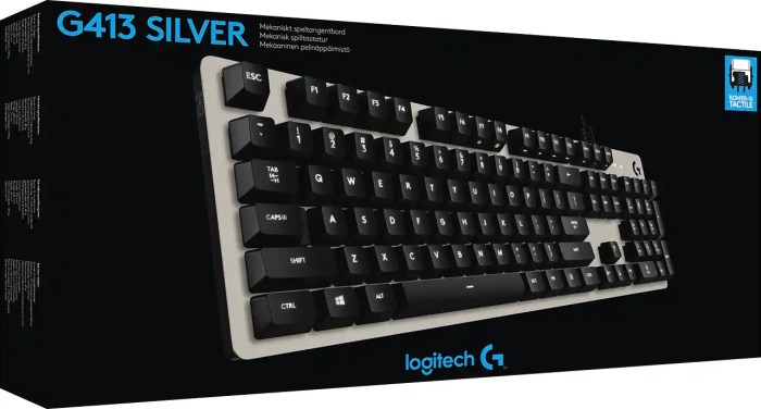 Logitech g413 gaming keyboard mechanical aluminum normal