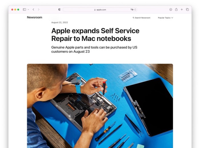 Apple self service repair comes to m1 macbook air pro