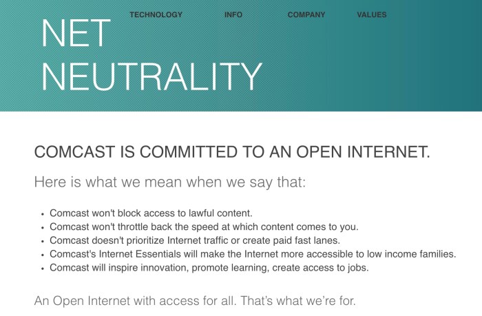 Comcast neutrality pledges ditched announcement internet open after some phillyvoice fcc Net neutrality disney comcast internet providers free speech