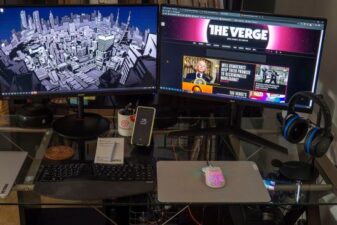 Remote work desk home set up cameron faulkner acer lg tech reporter