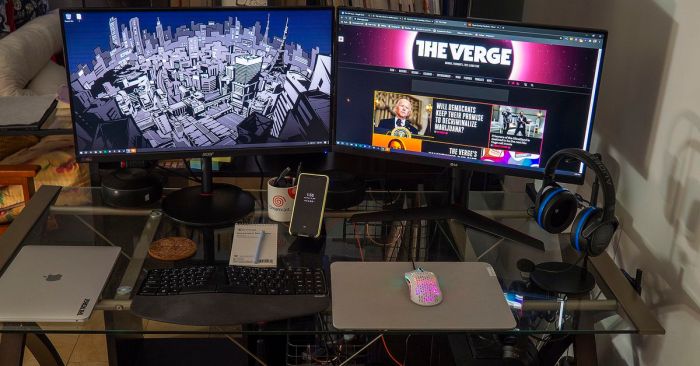 Remote work desk home set up cameron faulkner acer lg tech reporter