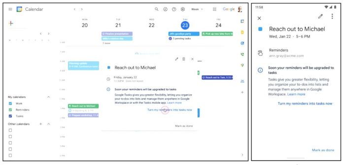 Google reminders confusing system calendar keep