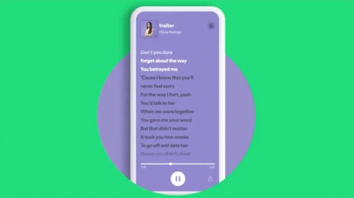 Spotify lyrics search feature ios android