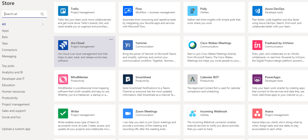 Microsoft teams third party apps calls meetings integration features
