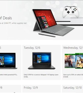 Microsoft 12 days of deals promotions discounts surface xbox pc