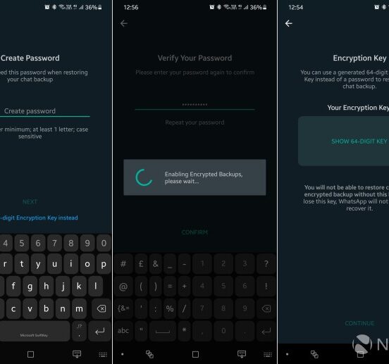 Whatsapp cloud backups icloud google drive password encryption security