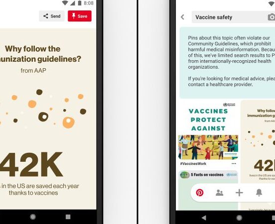 Pinterest vaccine safety measles search results