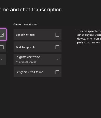 Xbox accessible party chat test speech synthesis transcription