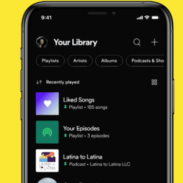 Spotify podcast library redesign music