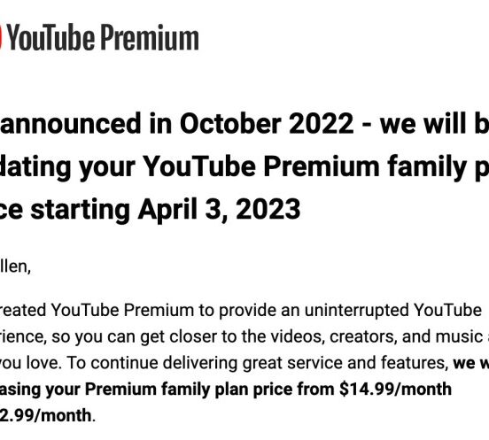 Google raising price of youtube premium