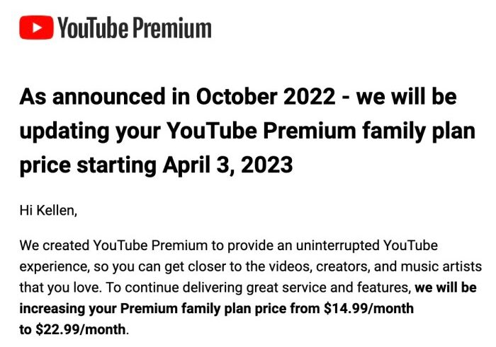 Google raising price of youtube premium
