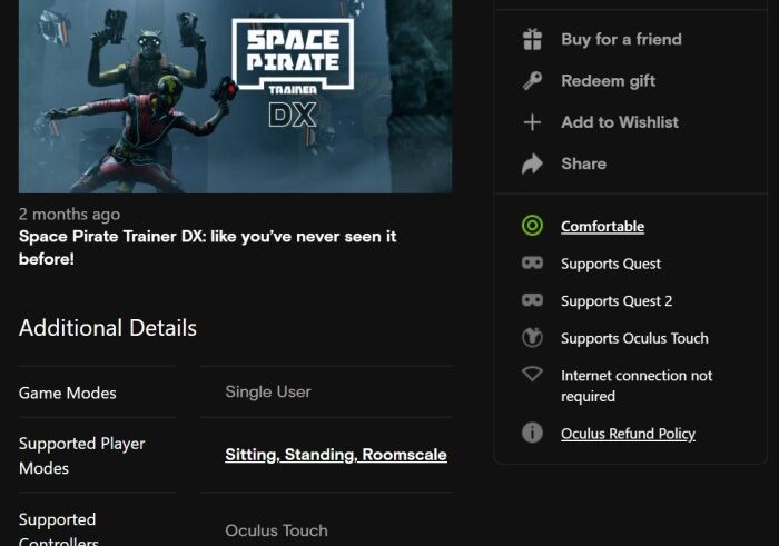 Space pirate trainer dx launches oculus quest new multiplayer modes