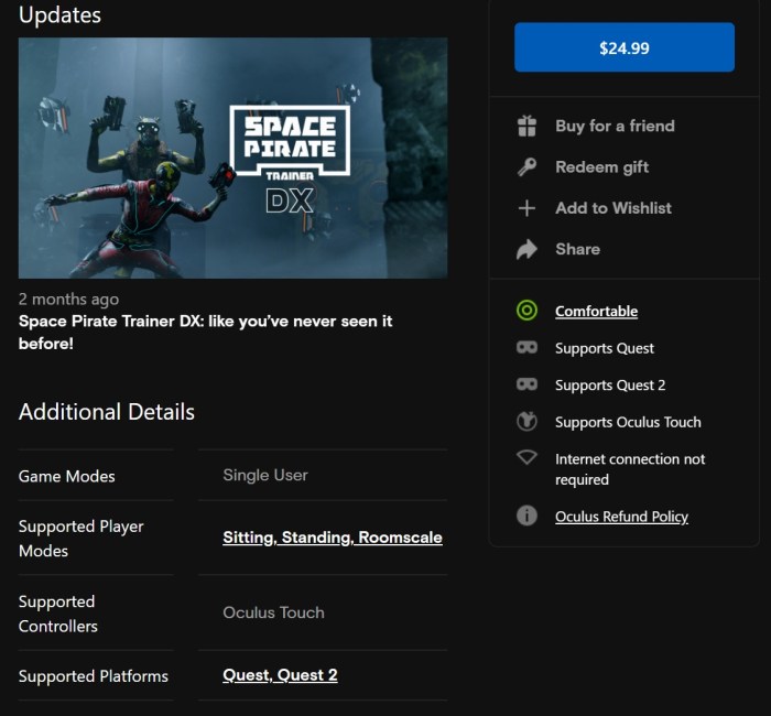 Space pirate trainer dx launches oculus quest new multiplayer modes
