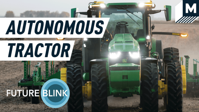 John deere autonomous tractor truck orchard mow ces