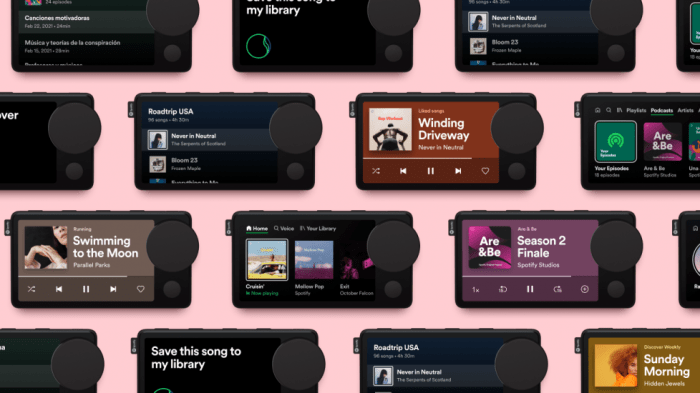 Spotify car thing add to queue calls podcasts