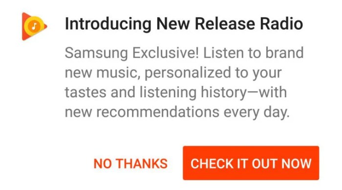 Google play music new release radio samsung galaxy s8 exclusive