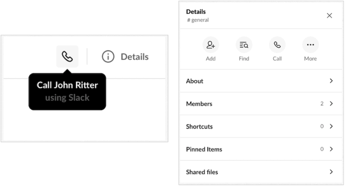 Slack calls send notice automatically Slack private messages make calls how to