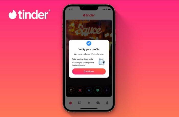 Tinder photo verification blue checkmark safety center launch noonlight