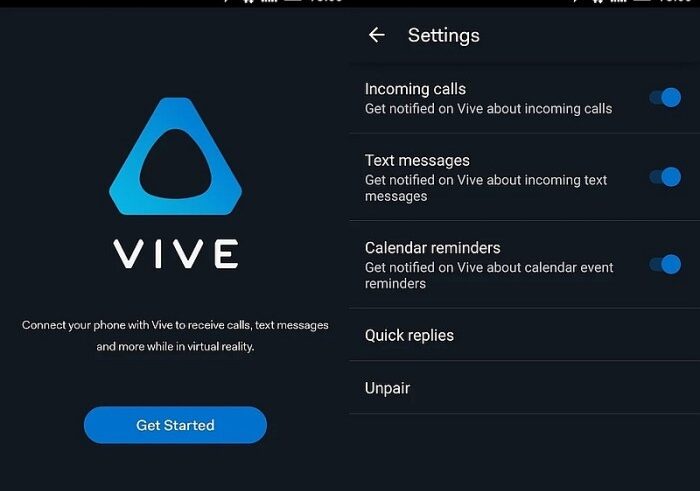 Htc vive ios companion app virtual reality notifications
