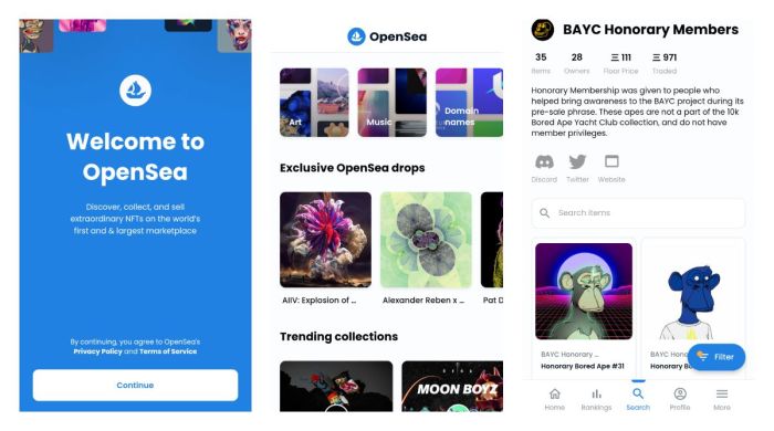 Opensea app nft ios android apple google