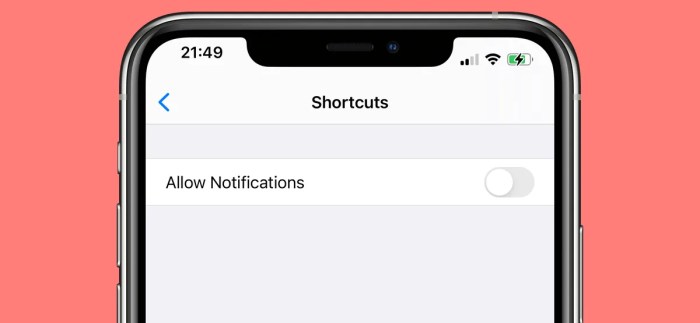 Shortcuts Apple shortcuts notifications toggle user settings