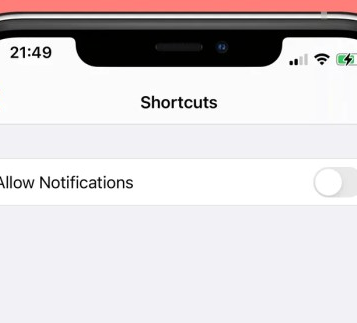 Apple shortcuts notifications toggle user settings