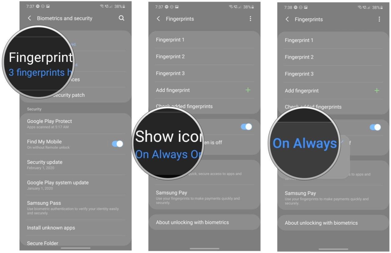 Always s20 galaxy sensor fingerprint how icon show display choosing setting visible sure select make will How always show fingerprint sensor icon galaxy s20
