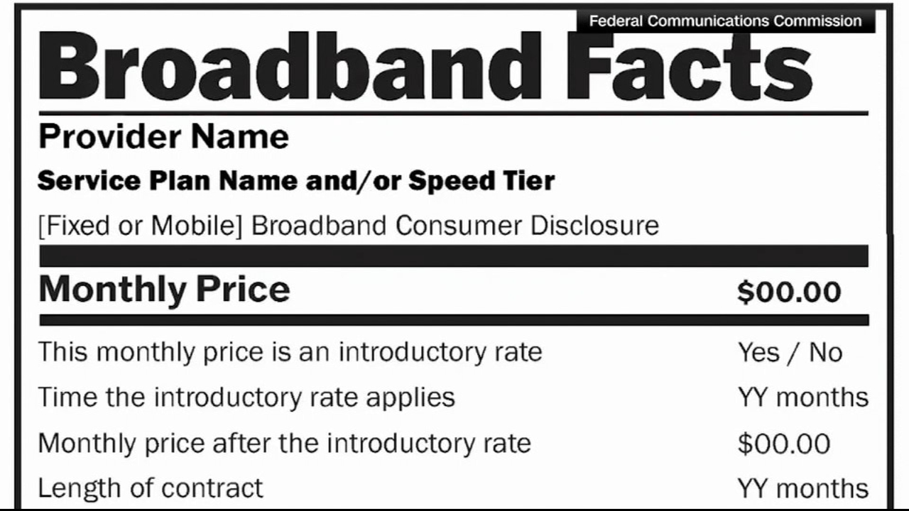 Broadbandsearch broadband labels facts fcc reserved rights 2021 Fcc unveils rules for clear broadband labels to help consumers comparison shop