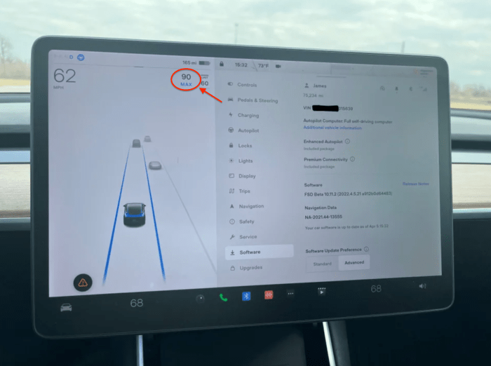 Tesla autopilot speed limit restriction update