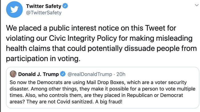 Twitter president trump tweet mail fraud election
